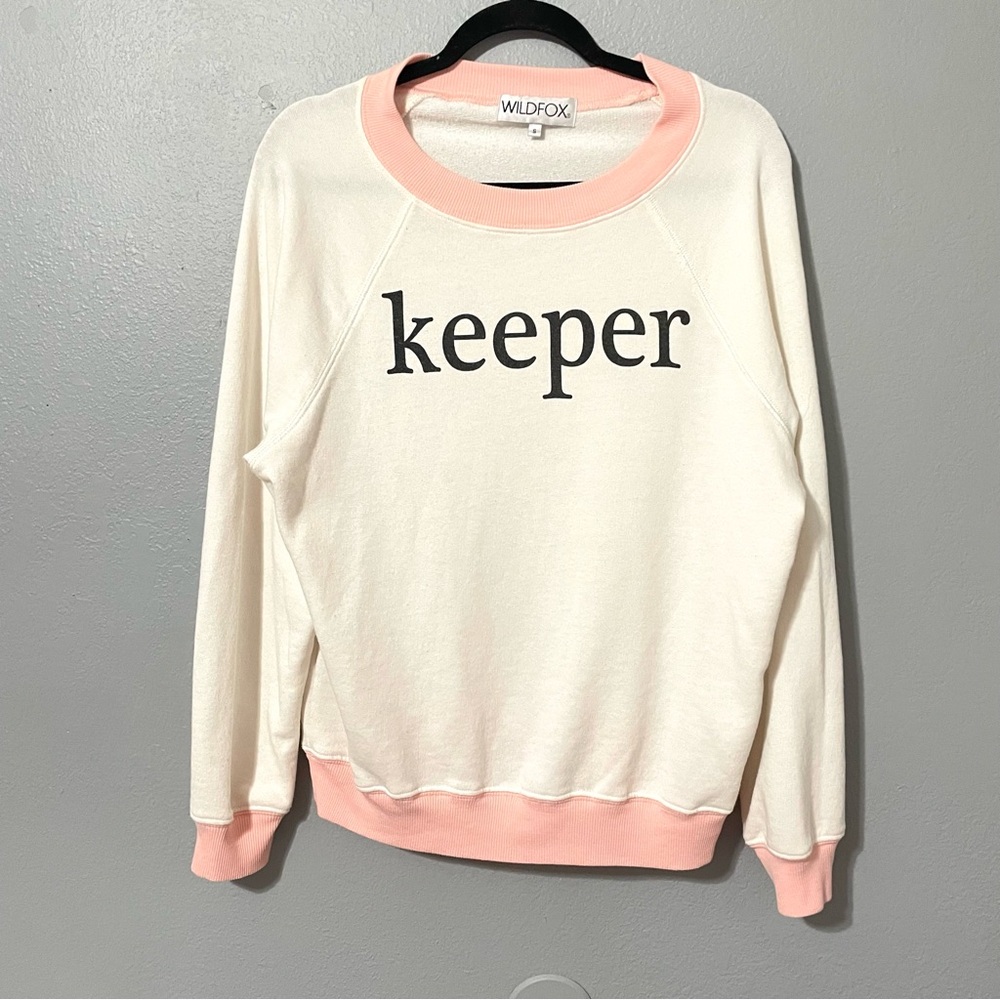 Wildfox Cream and Pink 'Keeper' Sweatshirt